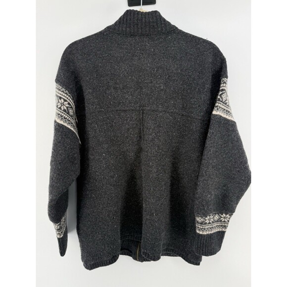 Nordic Design 100% Wool Zip Cardigan Abstract Sweater Women Size Large fair isle - Picture 4 of 11